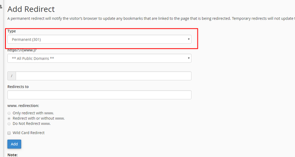 cPanel Redirect Step2