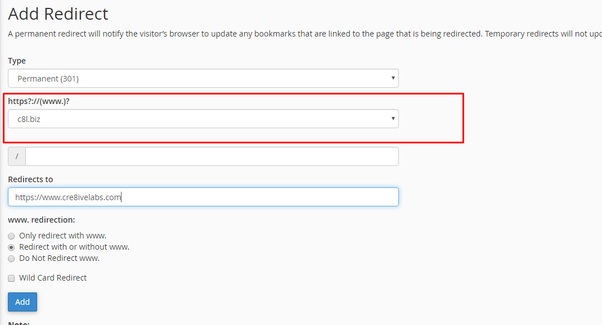 cPanel Redirect Step3