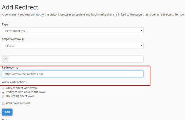 cPanel Redirect Step5