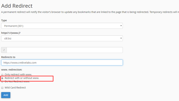 cPanel Redirect Step6