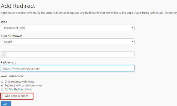 cPanel Redirect Step7