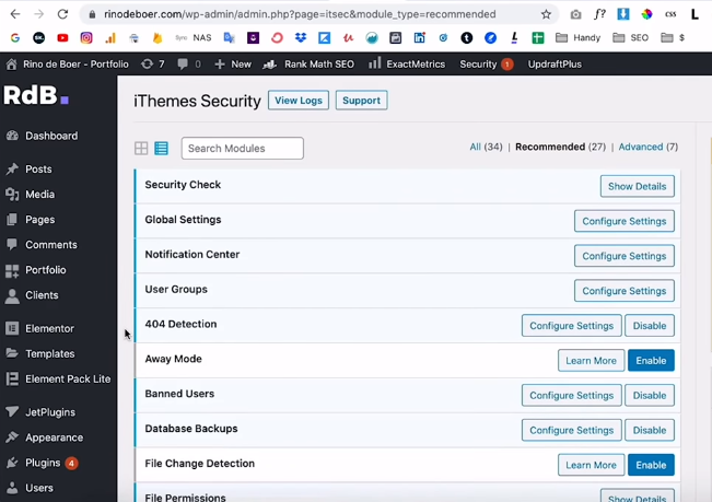 iThemes Security Plugin Few Settings