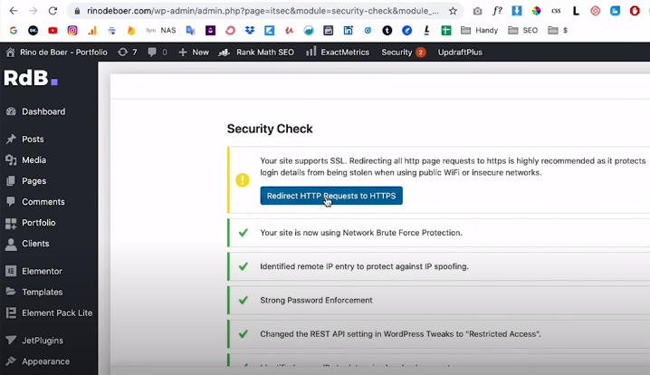 iThemes Security Plugin Security Check Redirect HTTP Request to HTTPS