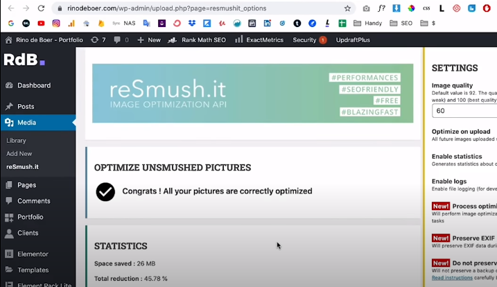 reSmush.it Image Optimizer Statactics Of Image Optimizer