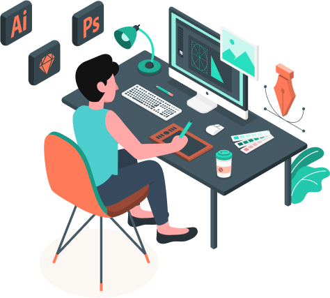 Female designer working on logo design project